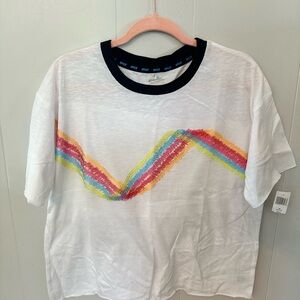 Disney White Short Sleeve Tee with Vibrant Embroidered Design